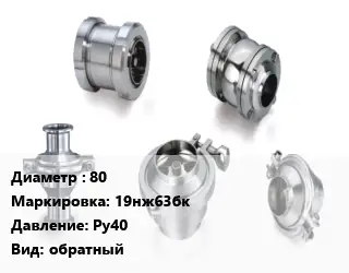 Клапан нержавеющий 80 19нж63бк Ру40 обратный